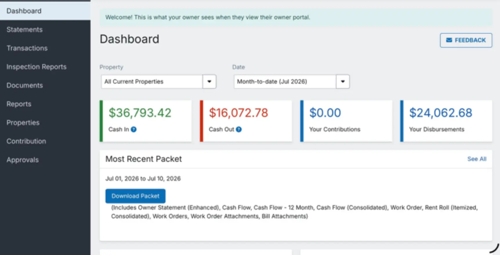 Owner Reporting Dashboard